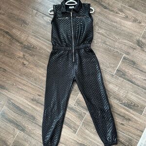 Girls wore once MIA New York black pleather jumpsuit